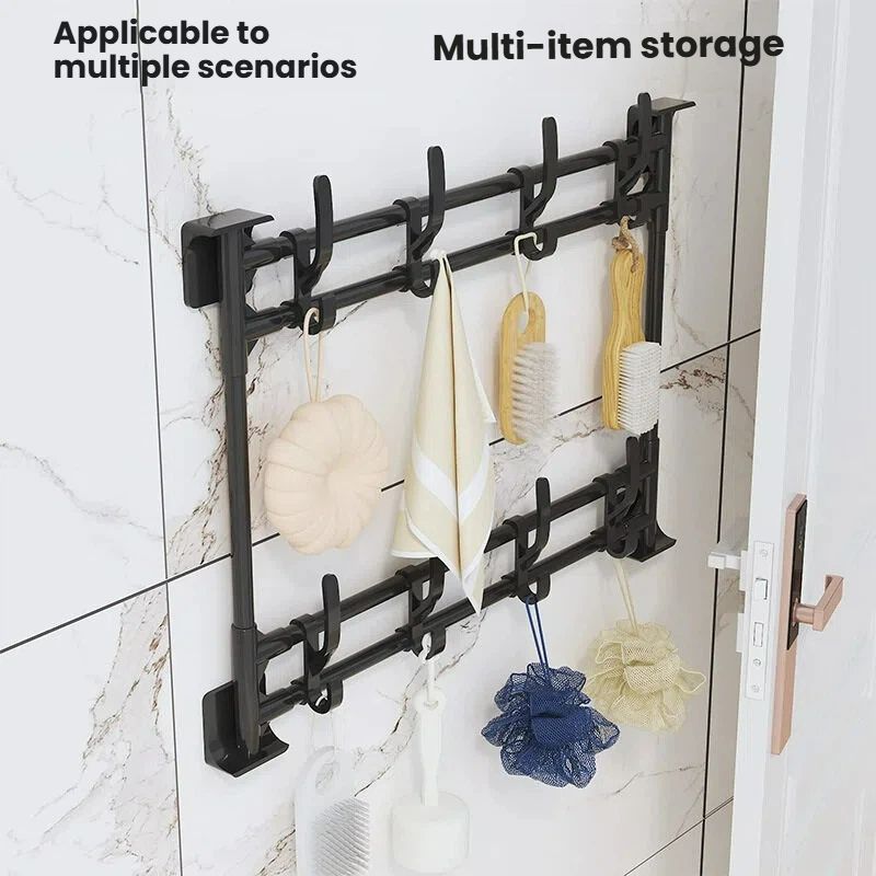 Large Size No-Drill Door & Wall Hook Rack with Strong Adhesive – Bathroom Storage Organizer for Hats, Keys, Bags, Towels, Clothes, Home & Office Use