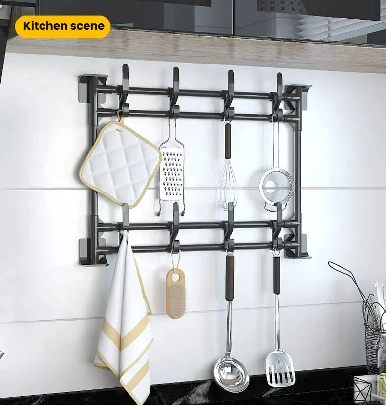 Large Size No-Drill Door & Wall Hook Rack with Strong Adhesive – Bathroom Storage Organizer for Hats, Keys, Bags, Towels, Clothes, Home & Office Use
