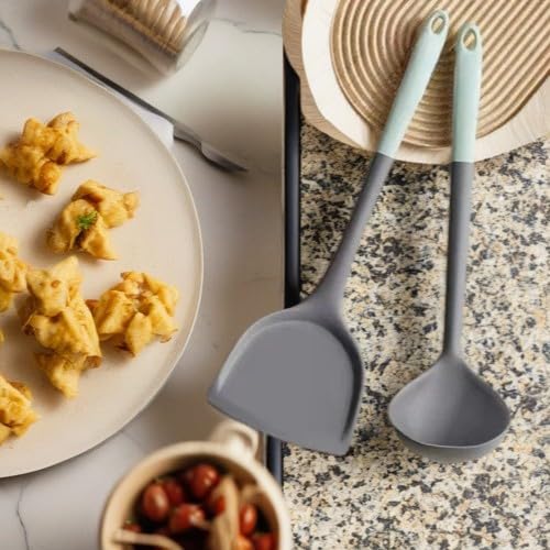 2-Piece Silicone Spatula Set - Nonstick, Heat Resistant Kitchen Utensils for Cooking & Baking, Food Safe, Easy to Clean, Dishwasher Safe (255℃ High Temp)