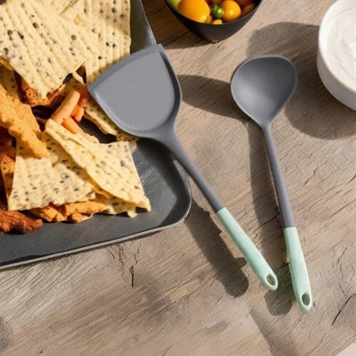 2-Piece Silicone Spatula Set - Nonstick, Heat Resistant Kitchen Utensils for Cooking & Baking, Food Safe, Easy to Clean, Dishwasher Safe (255℃ High Temp)