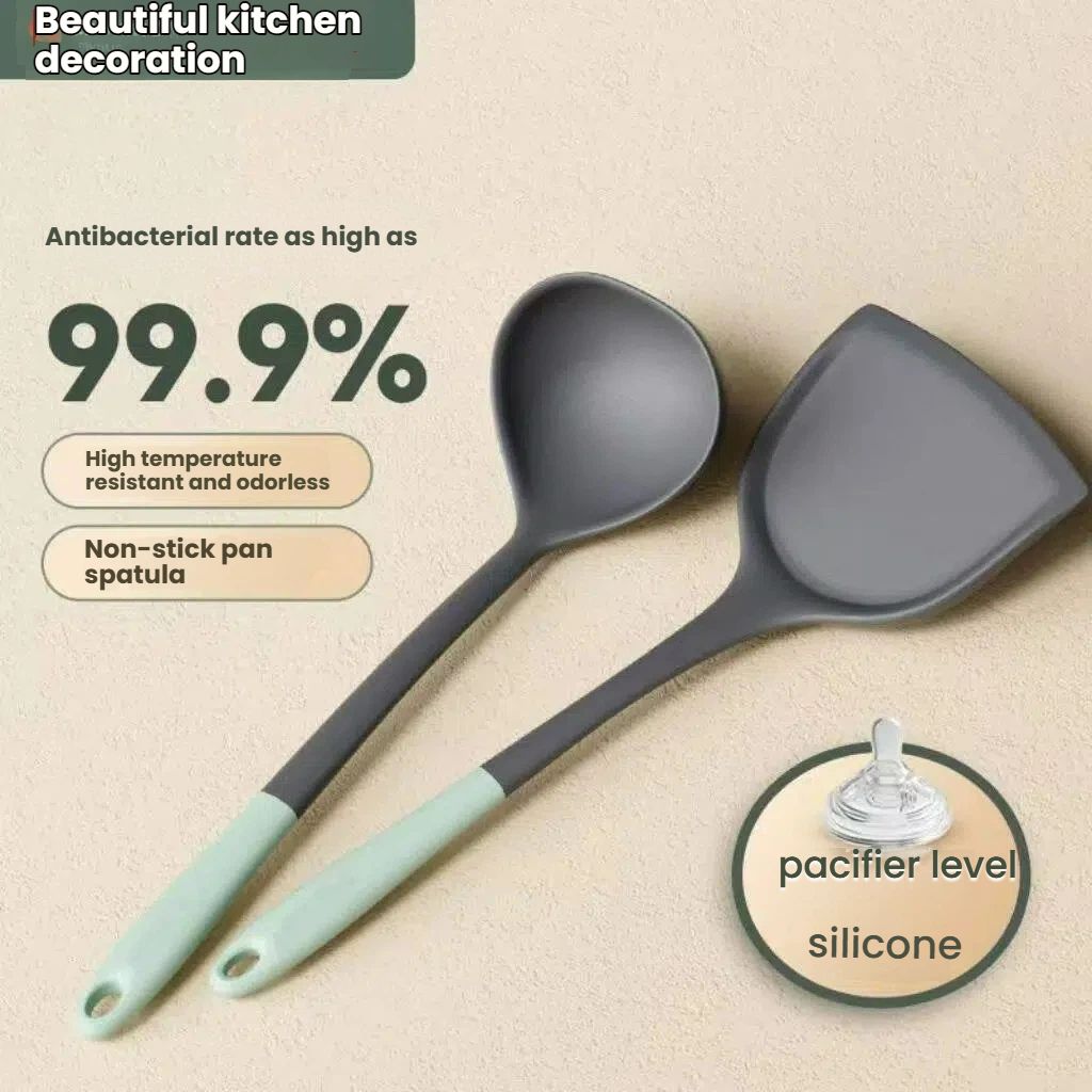 2-Piece Silicone Spatula Set - Nonstick, Heat Resistant Kitchen Utensils for Cooking & Baking, Food Safe, Easy to Clean, Dishwasher Safe (255℃ High Temp)
