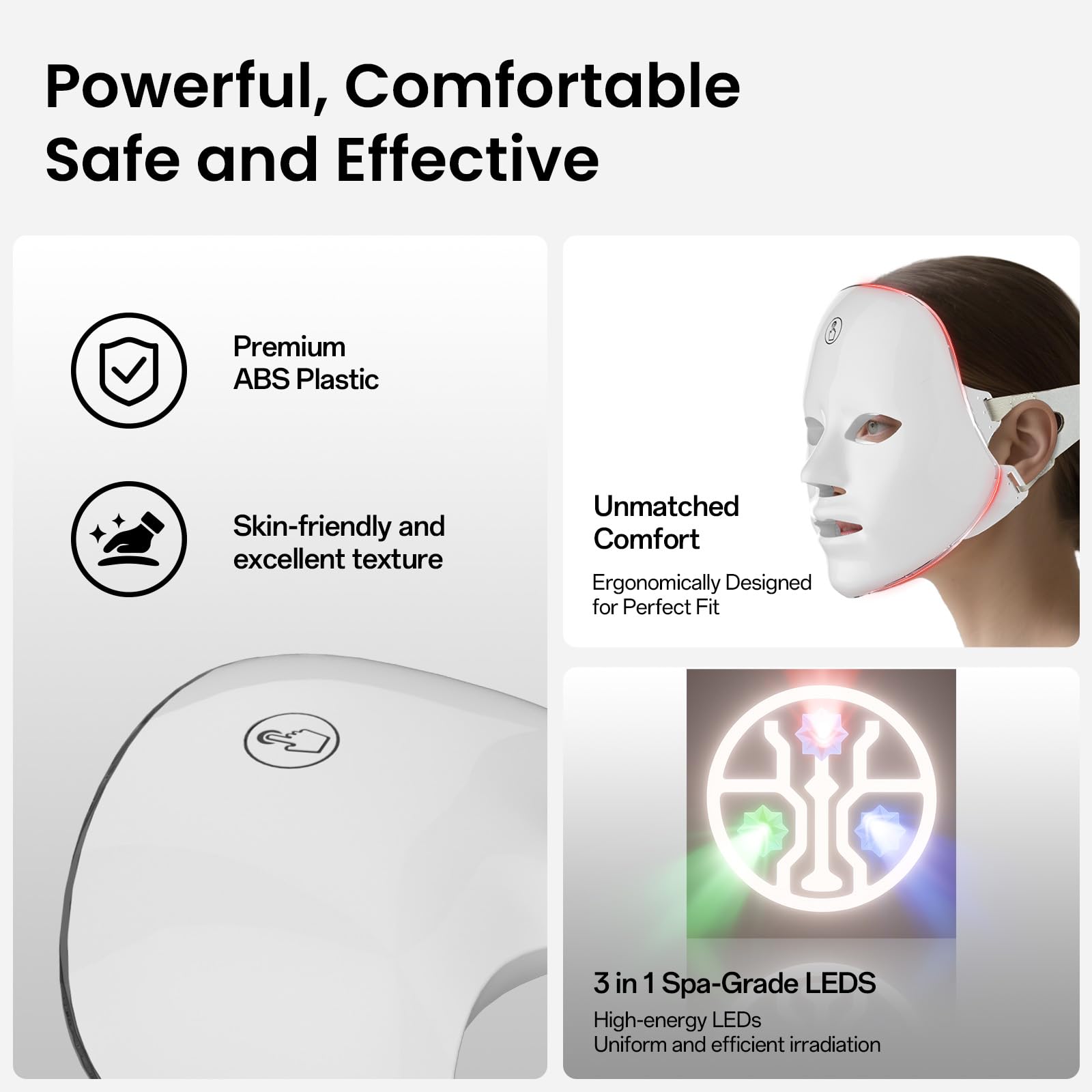 LED Face Mask Light Therapy Device 7 Color Touch Control Red Light Infrared Silicone Facial Mask Photon Skin Care for Acne Treatment Anti Aging Wrinkle Removal Skin Rejuvenation Home Use Beauty Machin