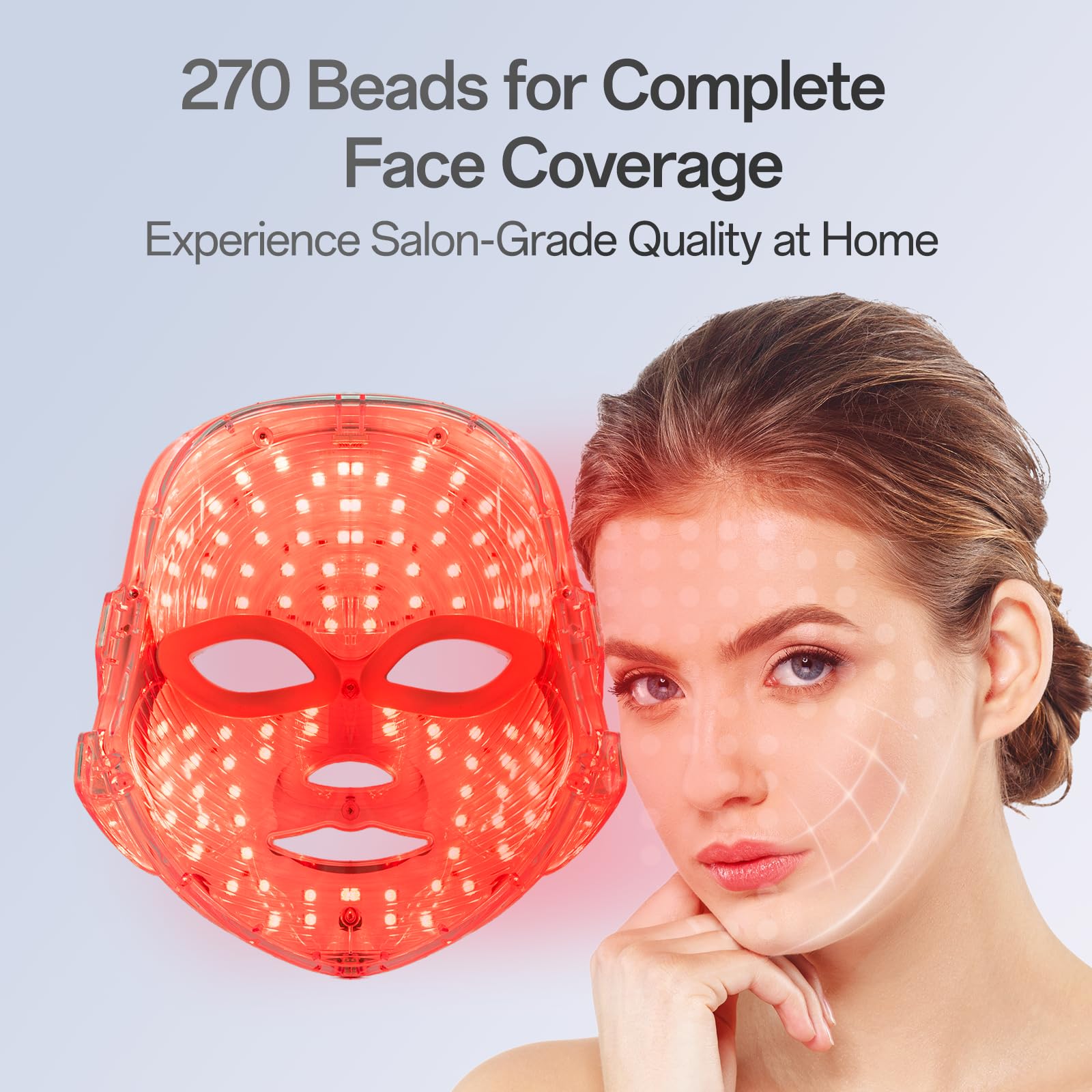LED Face Mask Light Therapy Device 7 Color Touch Control Red Light Infrared Silicone Facial Mask Photon Skin Care for Acne Treatment Anti Aging Wrinkle Removal Skin Rejuvenation Home Use Beauty Machin