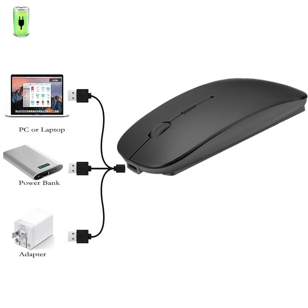 Rechargeable Wireless Bluetooth Mouse 4 Modes BT 3.0 / BT 5.2 + 2.4G USB Type C Silent Mouse for MacBook Air Pro Laptop iMac iPad Notebook PC