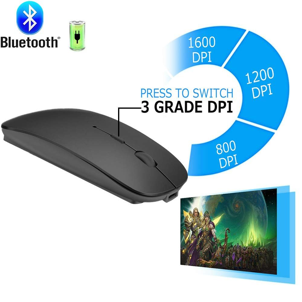 Rechargeable Wireless Bluetooth Mouse 4 Modes BT 3.0 / BT 5.2 + 2.4G USB Type C Silent Mouse for MacBook Air Pro Laptop iMac iPad Notebook PC