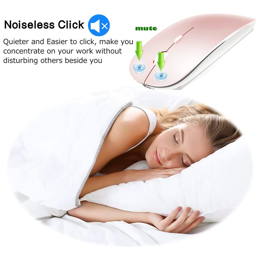 Rechargeable Wireless Bluetooth Mouse 4 Modes BT 3.0 / BT 5.2 + 2.4G USB Type C Silent Mouse for MacBook Air Pro Laptop iMac iPad Notebook PC