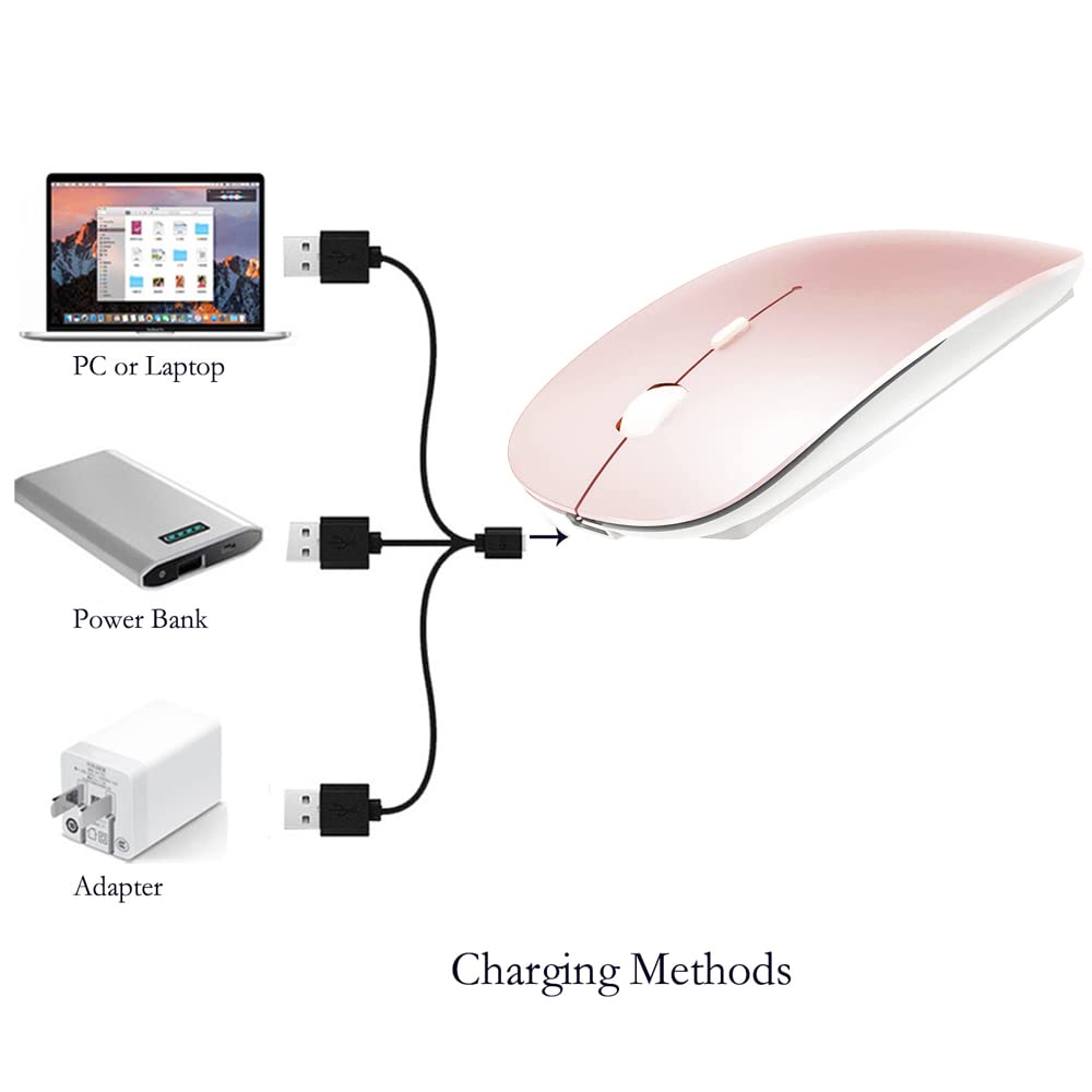 Rechargeable Wireless Bluetooth Mouse 4 Modes BT 3.0 / BT 5.2 + 2.4G USB Type C Silent Mouse for MacBook Air Pro Laptop iMac iPad Notebook PC