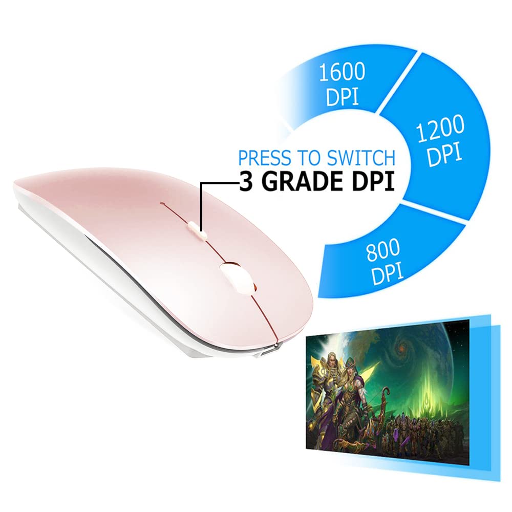 Rechargeable Wireless Bluetooth Mouse 4 Modes BT 3.0 / BT 5.2 + 2.4G USB Type C Silent Mouse for MacBook Air Pro Laptop iMac iPad Notebook PC