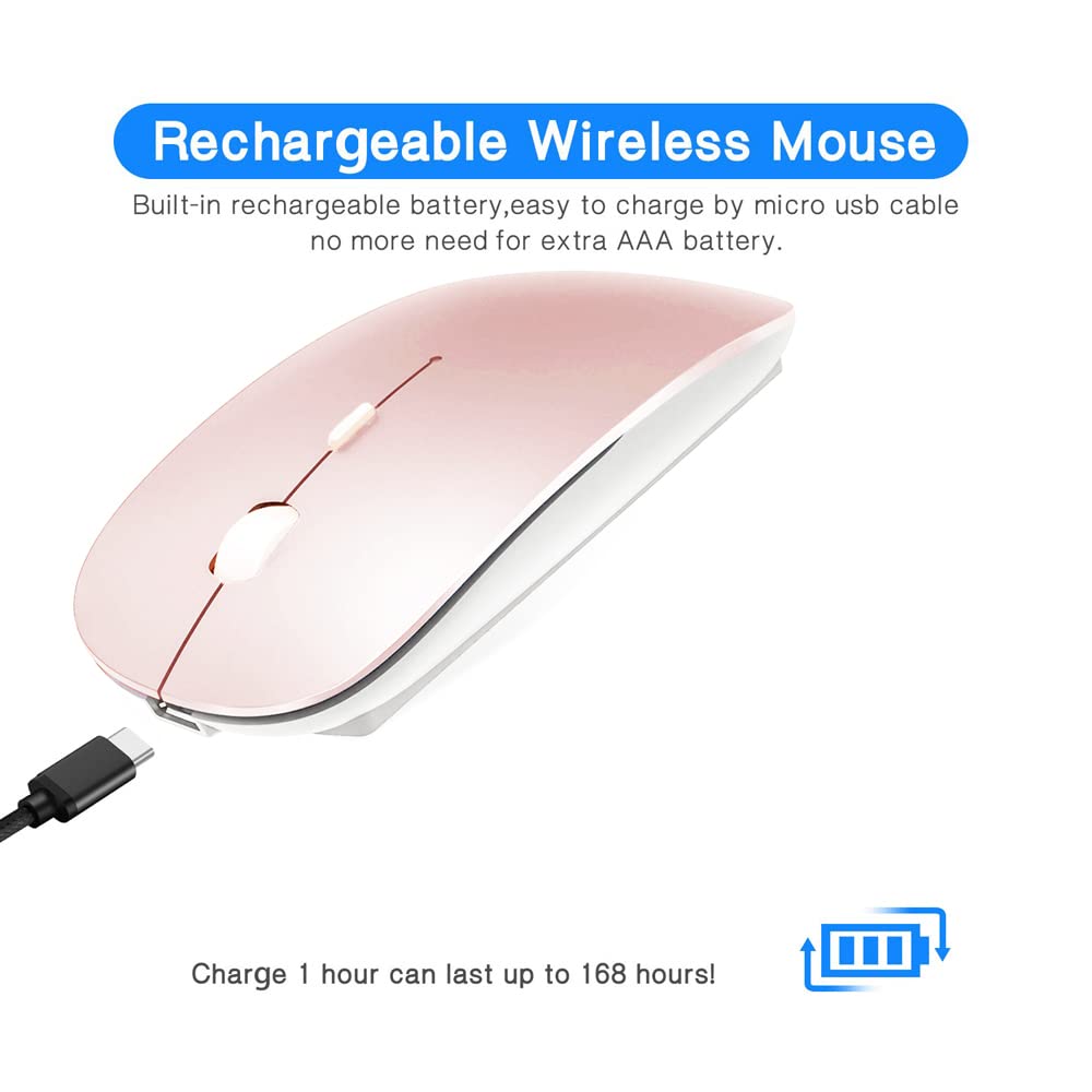 Rechargeable Wireless Bluetooth Mouse 4 Modes BT 3.0 / BT 5.2 + 2.4G USB Type C Silent Mouse for MacBook Air Pro Laptop iMac iPad Notebook PC