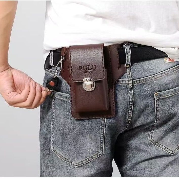 Men Phone Waist Bag with Belt Loop, Premium Mobile Phone Pouch, Key Holder & Cigarette Case, Stylish Work & Travel Waist Pouch for Daily Use, Outdoor & Home Organizer