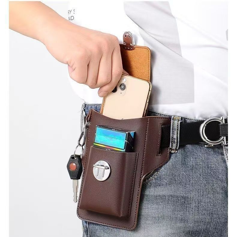 Men Phone Waist Bag with Belt Loop, Premium Mobile Phone Pouch, Key Holder & Cigarette Case, Stylish Work & Travel Waist Pouch for Daily Use, Outdoor & Home Organizer