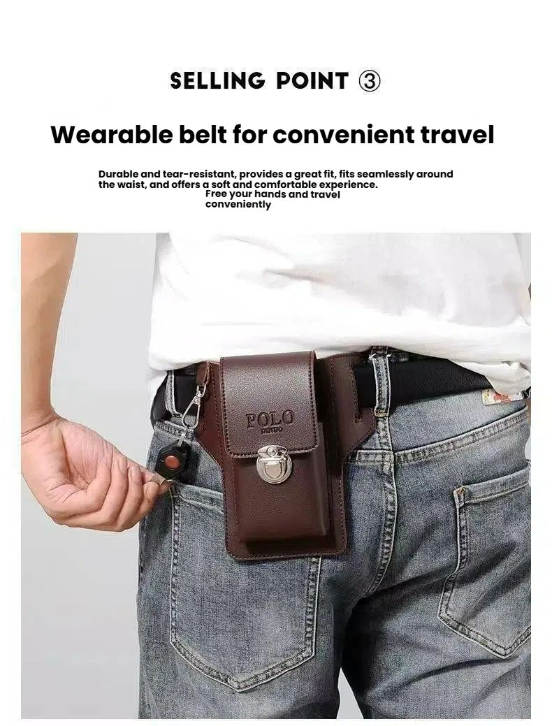 Men Phone Waist Bag with Belt Loop, Premium Mobile Phone Pouch, Key Holder & Cigarette Case, Stylish Work & Travel Waist Pouch for Daily Use, Outdoor & Home Organizer