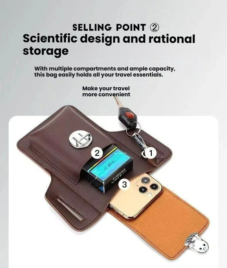 Men Phone Waist Bag with Belt Loop, Premium Mobile Phone Pouch, Key Holder & Cigarette Case, Stylish Work & Travel Waist Pouch for Daily Use, Outdoor & Home Organizer