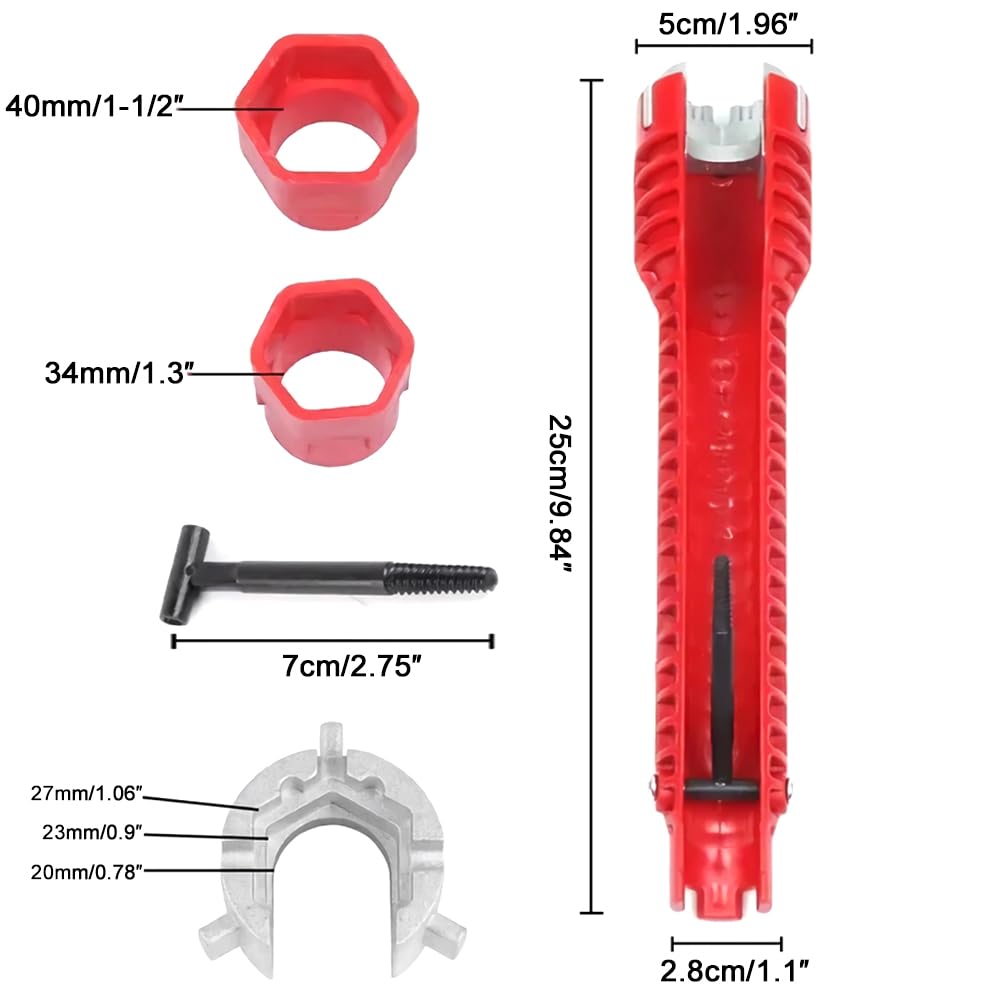 Multifunctional Sink & Faucet Wrench Tool for Plumbing, Kitchen & Bathroom Installation and Repair, Adjustable Basin & Pipe Hand Tool
