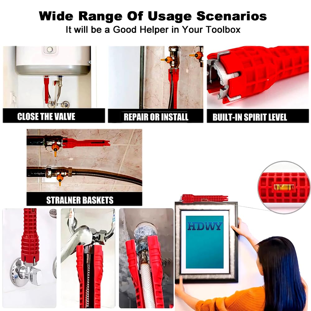 Multifunctional Sink & Faucet Wrench Tool for Plumbing, Kitchen & Bathroom Installation and Repair, Adjustable Basin & Pipe Hand Tool