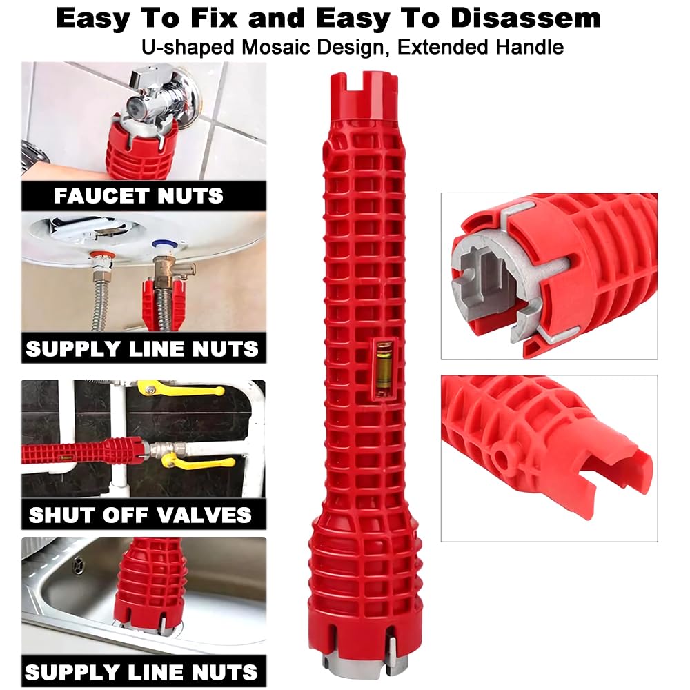 Multifunctional Sink & Faucet Wrench Tool for Plumbing, Kitchen & Bathroom Installation and Repair, Adjustable Basin & Pipe Hand Tool