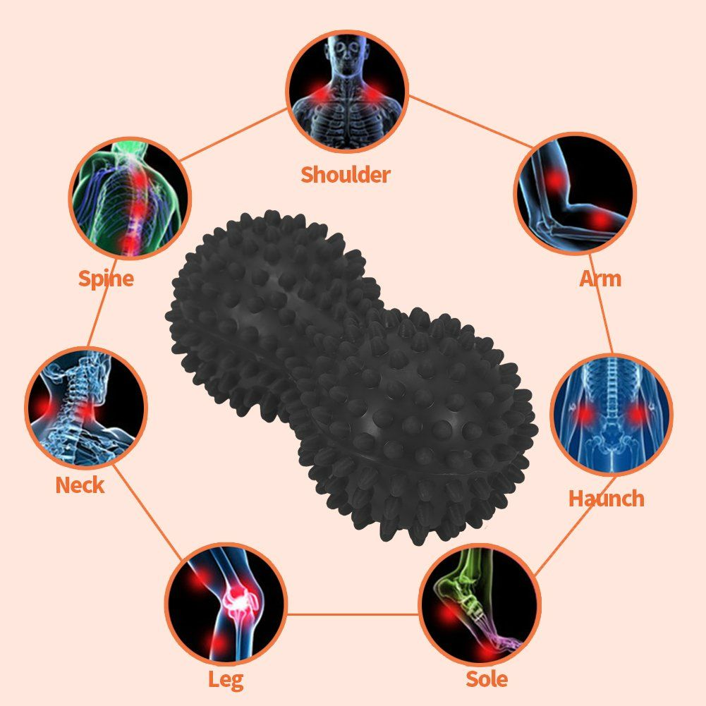 1PC Peanut Spiky Massage Ball for Foot, Back, Neck, Arm & Hand Pain Relief, Plantar Fasciitis, Heel & Arch Pain, Muscle Recovery & Trigger Point Therapy