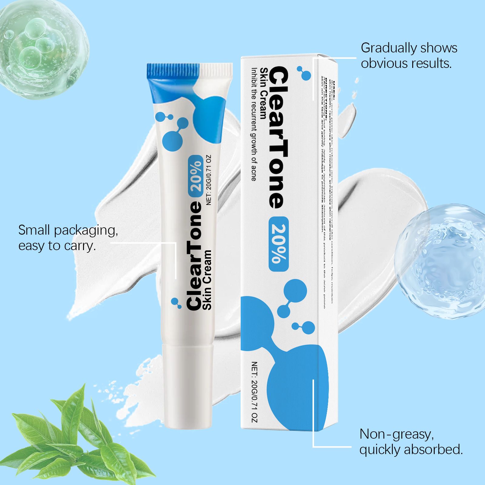 2pcs Gentle Acne-Fighting Facial Care Creams – Moisturizing, Hydrating, Oil-Free Daily Face Cream for Acne, Pimples & Blemishes, Smooth, Soft & Clear Skin