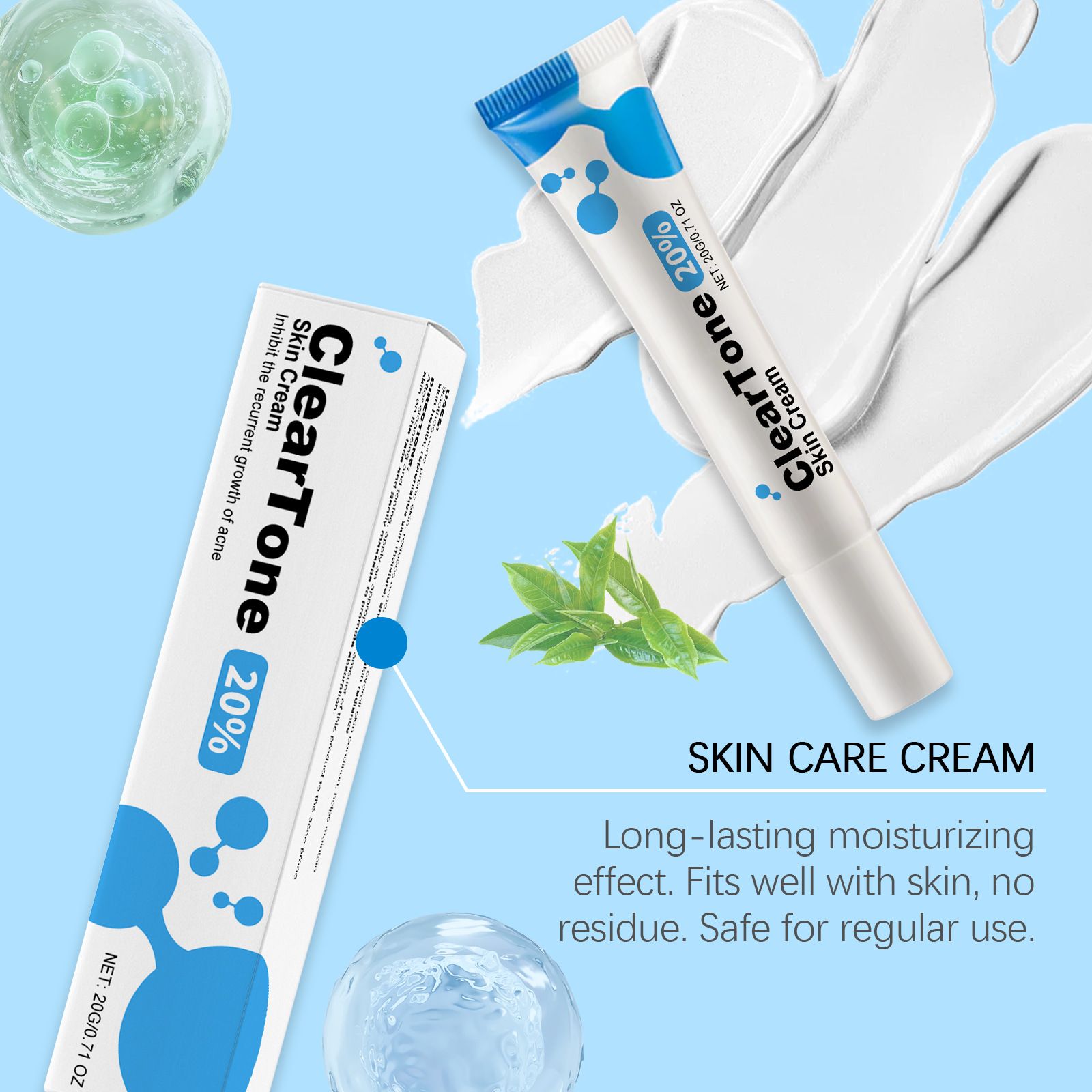 2pcs Gentle Acne-Fighting Facial Care Creams – Moisturizing, Hydrating, Oil-Free Daily Face Cream for Acne, Pimples & Blemishes, Smooth, Soft & Clear Skin