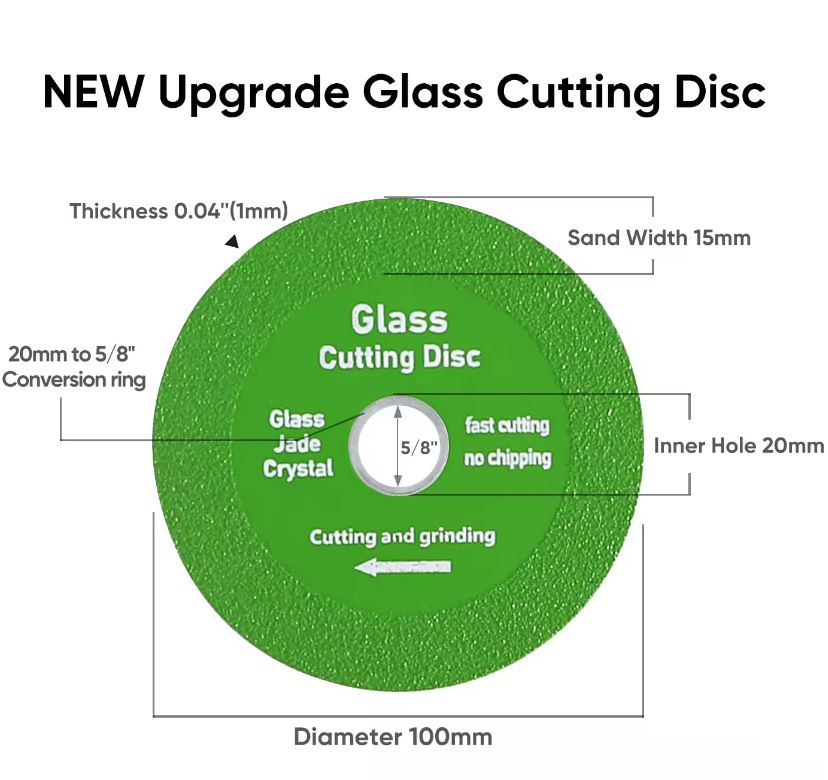 3pcs 100mm diamond cutting disc, angle grinder blade, glass cutting wheel, tile cutting disc, ceramic grinder blade, jade & crystal saw blade, polishing disc, grinding, professional, no chipping