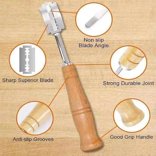 Bread Baking Tools Set 3PCS for Home Use – Dough Scoring Knife, White Dough Scraper, Double Loop Whisk for Flour Mixing, Bread Making and Baking Accessories