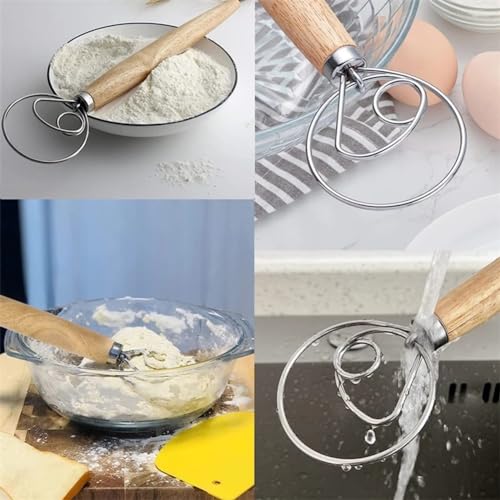 Bread Baking Tools Set 3PCS for Home Use – Dough Scoring Knife, White Dough Scraper, Double Loop Whisk for Flour Mixing, Bread Making and Baking Accessories