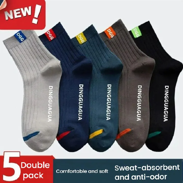 5 Pairs Unisex Mid Length Socks for Men and Women – Comfortable Soft Cotton Socks, Breathable and Durable Daily Wear Socks for Work, Casual and Home Use