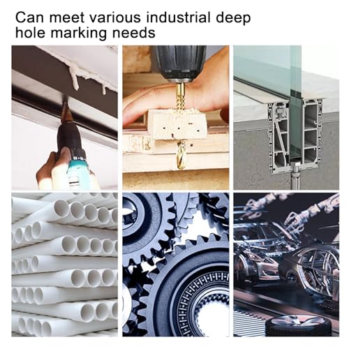 5pcs Deep Hole Marker Pens Long Head with Handle, Cap-Off Long Lasting Ink, Waterproof Construction Marking Pens Multi Color for Carpenter Woodworking Metal Concrete