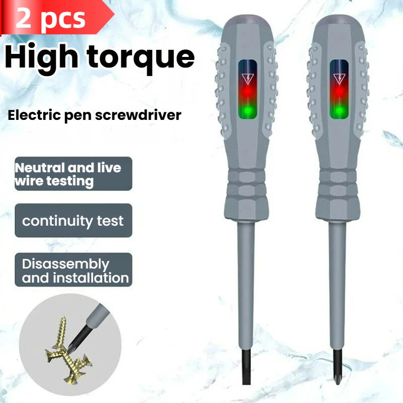 2Pcs Voltage Tester Pen Set Cross & Flat Screwdriver Non Contact Electrical Tester High Bright LED AC Live Neutral Wire Detector Breakpoint Finder Electrician Repair Hand Tool