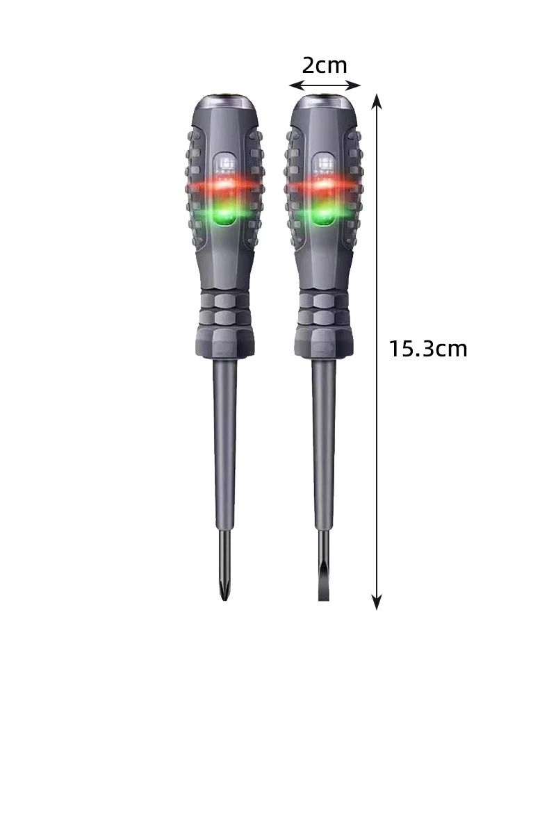 2Pcs Voltage Tester Pen Set Cross & Flat Screwdriver Non Contact Electrical Tester High Bright LED AC Live Neutral Wire Detector Breakpoint Finder Electrician Repair Hand Tool