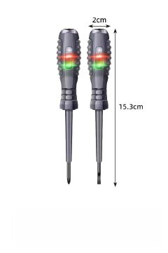 2Pcs Voltage Tester Pen Set Cross & Flat Screwdriver Non Contact Electrical Tester High Bright LED AC Live Neutral Wire Detector Breakpoint Finder Electrician Repair Hand Tool