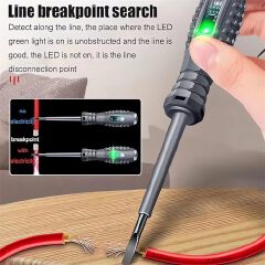2Pcs Voltage Tester Pen Set Cross & Flat Screwdriver Non Contact Electrical Tester High Bright LED AC Live Neutral Wire Detector Breakpoint Finder Electrician Repair Hand Tool