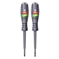 2Pcs Voltage Tester Pen Set Cross & Flat Screwdriver Non Contact Electrical Tester High Bright LED AC Live Neutral Wire Detector Breakpoint Finder Electrician Repair Hand Tool