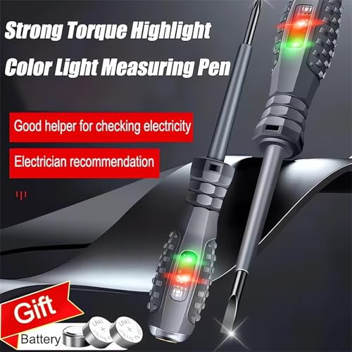 2Pcs Voltage Tester Pen Set Cross & Flat Screwdriver Non Contact Electrical Tester High Bright LED AC Live Neutral Wire Detector Breakpoint Finder Electrician Repair Hand Tool