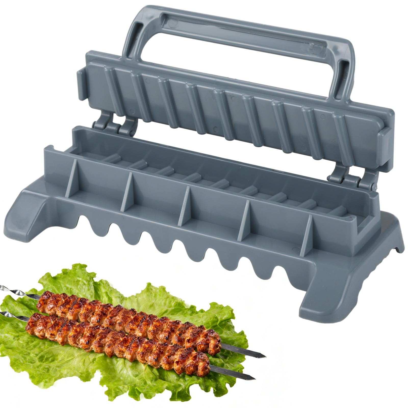 Large Kebab Maker Press Gray Plastic Manual Kabob Mould Efficient BBQ Skewer Forming Tool for Kofta Kebab Nyama Choma Making Home & Outdoor Camping Barbecue Tool