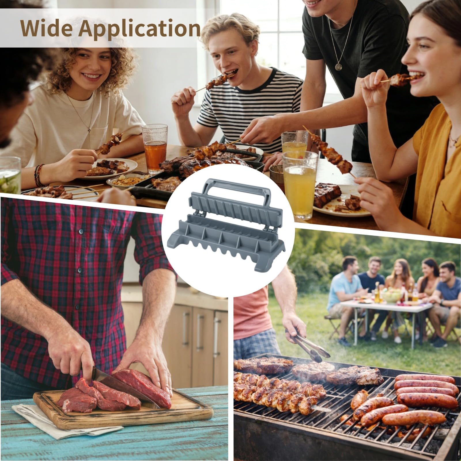 Large Kebab Maker Press Gray Plastic Manual Kabob Mould Efficient BBQ Skewer Forming Tool for Kofta Kebab Nyama Choma Making Home & Outdoor Camping Barbecue Tool