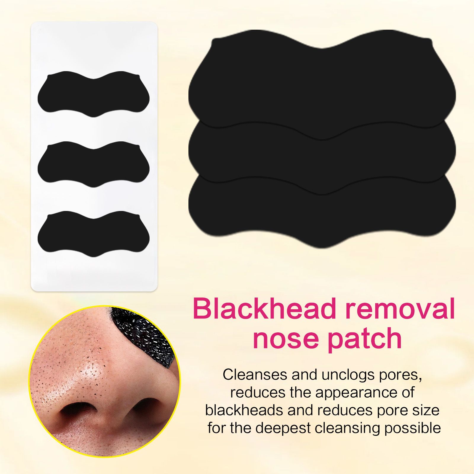 10pcs bamboo charcoal to remove blackheads, nose patches, shrink pores, remove acne, T-zone blackheads, nose patches, pig nose patches