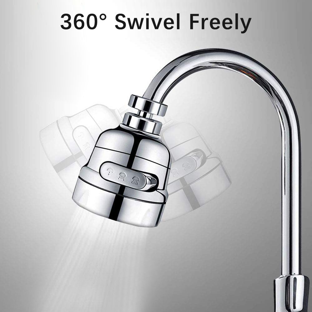 Kitchen faucet sprayer accessories, removable faucet extender, with 3 spray modes, 360° rotatable sink faucet head, splash-proof faucet booster shower and water-saving faucet suitable for kitchen