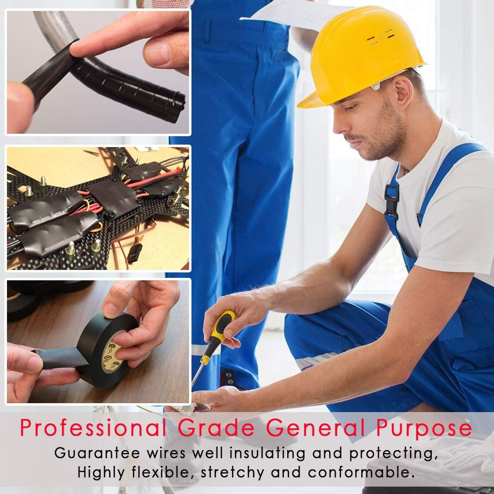 7pcs Colorful Electrical Tape Set Waterproof Sunproof Oil Resistant High Insulation PVC Tape, Eco-friendly Fire Retardant Damp Proof, Durable for Home Wiring, Commercial Construction,
