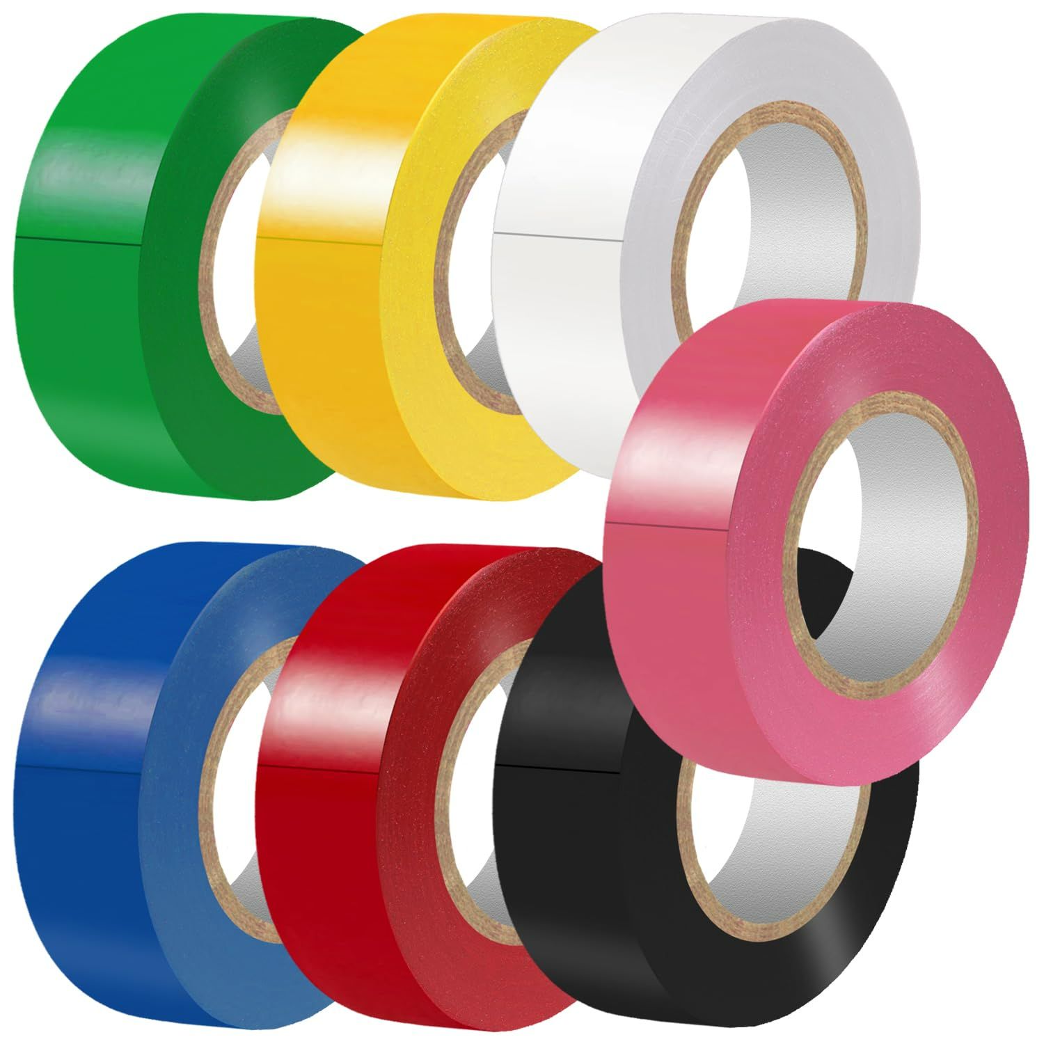 7pcs Colorful Electrical Tape Set Waterproof Sunproof Oil Resistant High Insulation PVC Tape, Eco-friendly Fire Retardant Damp Proof, Durable for Home Wiring, Commercial Construction,
