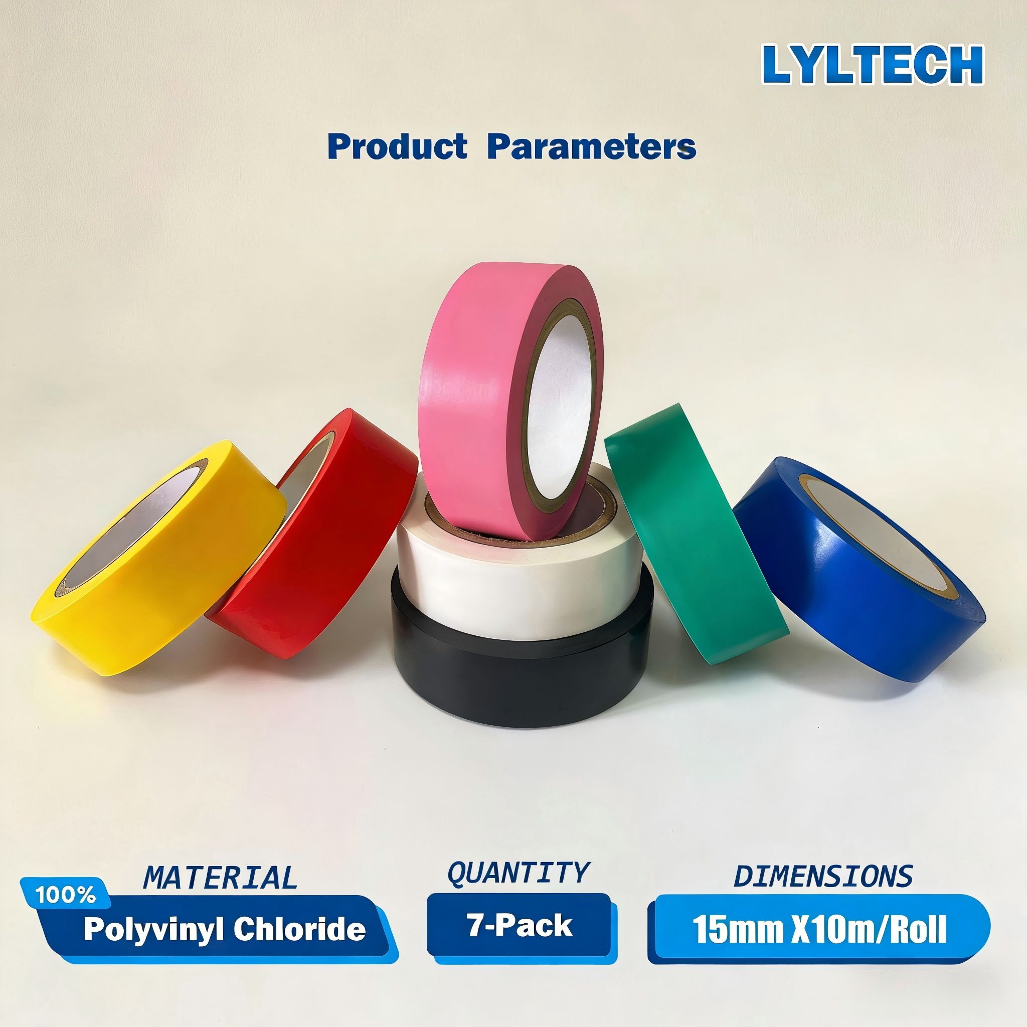 7pcs Colorful Electrical Tape Set Waterproof Sunproof Oil Resistant High Insulation PVC Tape, Eco-friendly Fire Retardant Damp Proof, Durable for Home Wiring, Commercial Construction,