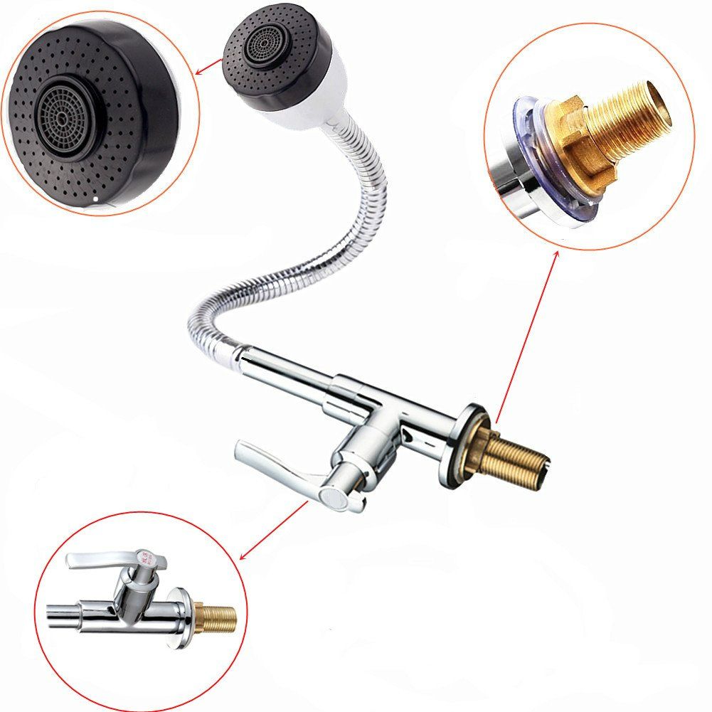 Kitchen Faucet Single Cold Water Tap 360 Degree Rotatable Flexible Sink Faucet Sprayer Bubbler Nozzle Adjustable Water Saving Tap for Kitchen Bathroom