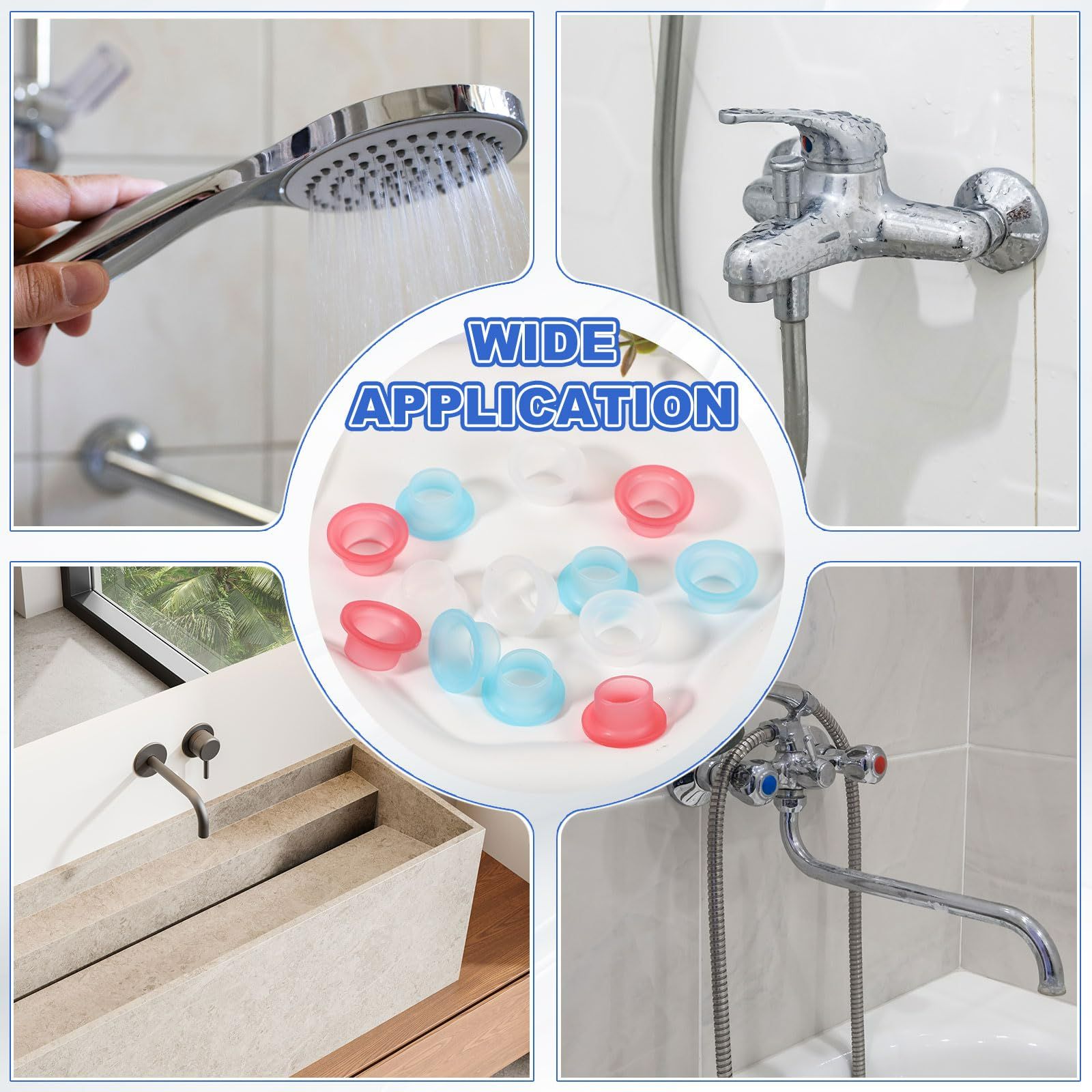 20pcs Silicone Rubber Gasket 1/2 Inch Water Pipe Seal Ring Leak Proof Washer No Tape Needed Flexible Plumbing Seal for Faucet Hose Connector Bathroom Kitchen