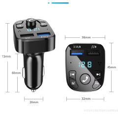 Bluetooth 5.0 Car FM Transmitter MP3 Player Audio Receiver, Dual USB Fast Charging Car Charger Adapter, Handsfree Calling, LED Display, U Disk/TF Card Support, Universal 12V-24V Car Accessories