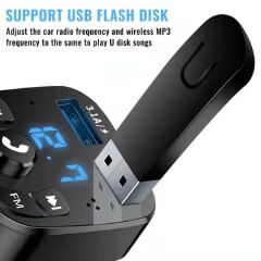 Bluetooth 5.0 Car FM Transmitter MP3 Player Audio Receiver, Dual USB Fast Charging Car Charger Adapter, Handsfree Calling, LED Display, U Disk/TF Card Support, Universal 12V-24V Car Accessories