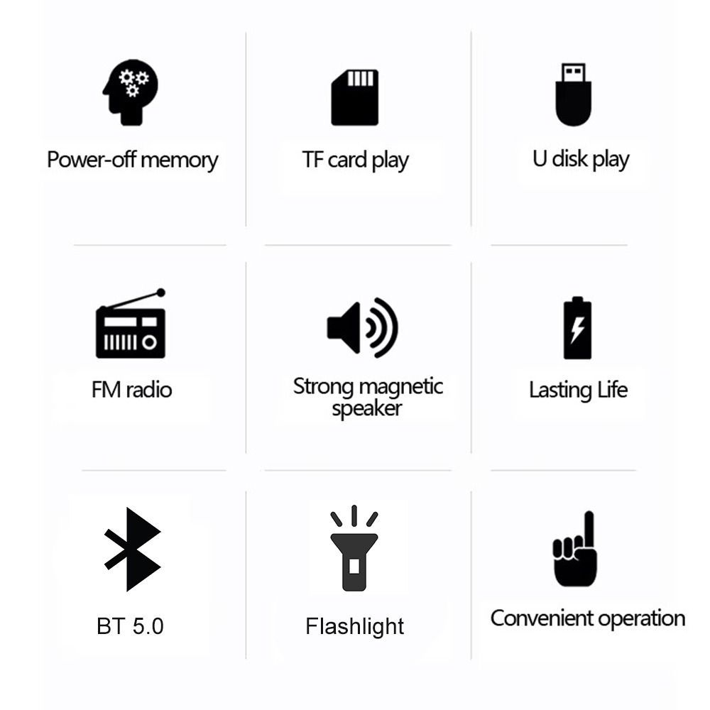 Portable FM Radio Bluetooth Speaker MP3 Player, Rechargeable Digital Radio with USB TF Card, LED Display, Loud Sound, Long Battery Life, Wireless Audio Player for Home Outdoor