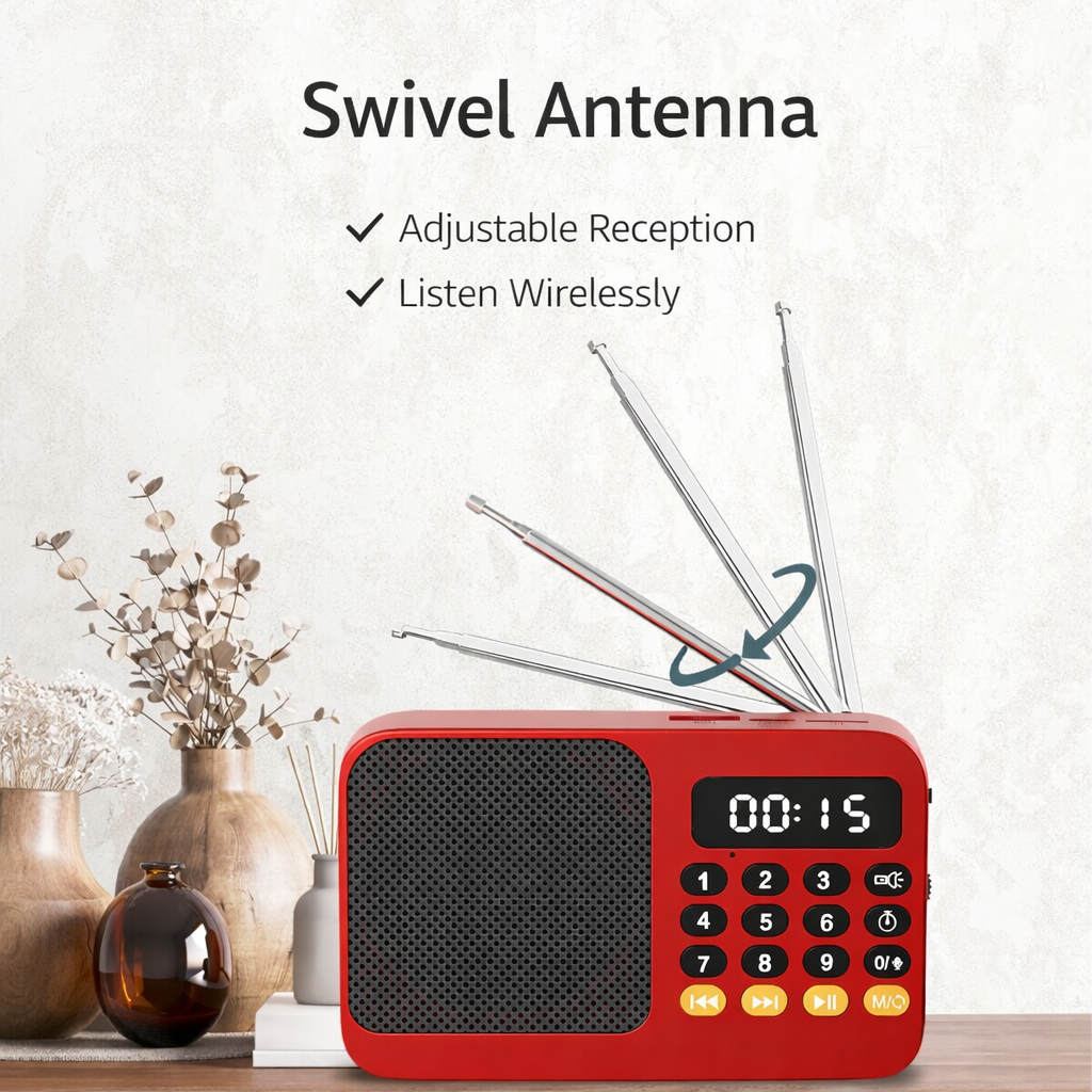 Portable FM Radio Bluetooth Speaker MP3 Player, Rechargeable Digital Radio with USB TF Card, LED Display, Loud Sound, Long Battery Life, Wireless Audio Player for Home Outdoor