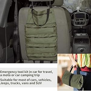 Heavy Duty Tool Roll Bag Portable Tool Organizer Roll Up Tool Bag Waterproof Oxford Cloth Multi Pocket Storage Bag for Mechanic Electrician Car Repair Garage
