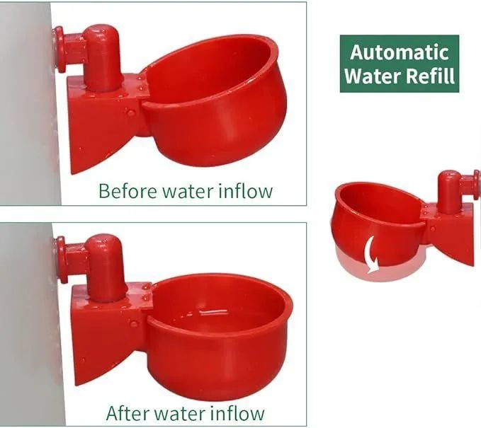 Automatic Poultry Drinker Cups 5PCS Chicken Water Feeder Self Filling Water Cups for Hens Ducks Quails Pigeons Bee Waterer Easy Install Poultry Drinking System Farm Tool