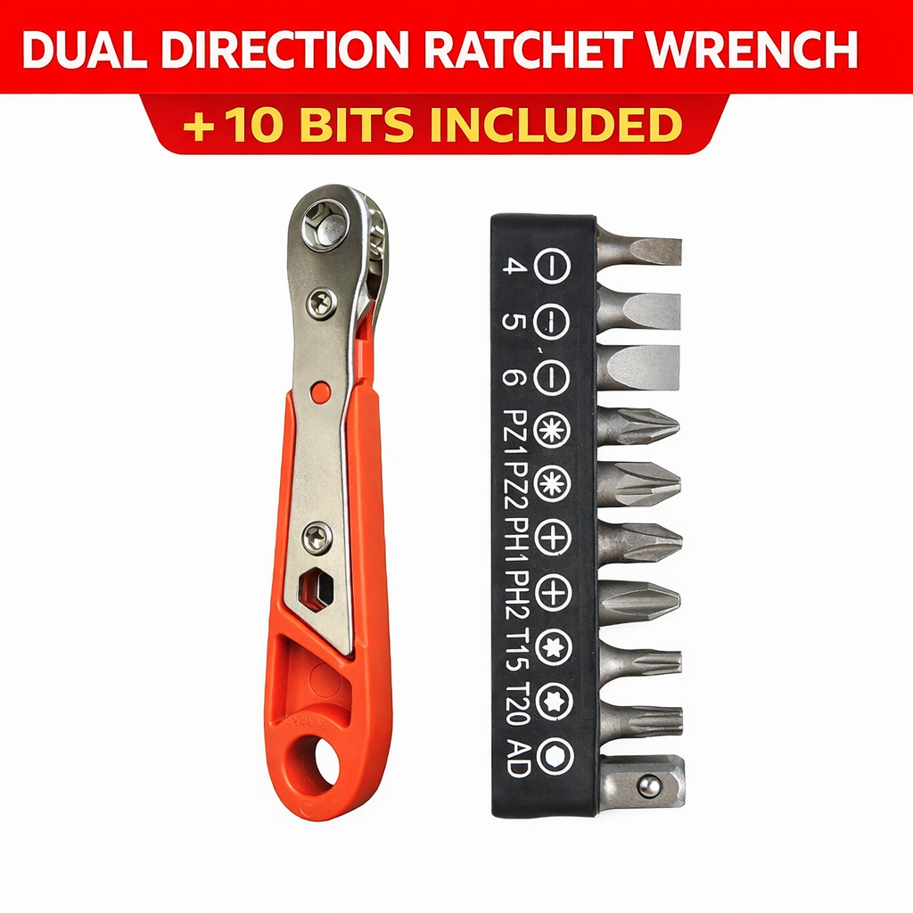 Ratchet Screwdriver Set Dual Direction Mini Ratchet Wrench Right Angle Screwdriver Magnetic Bit Driver with 10 Bits Compact Tool for Tight Spaces Car Repair Home Use